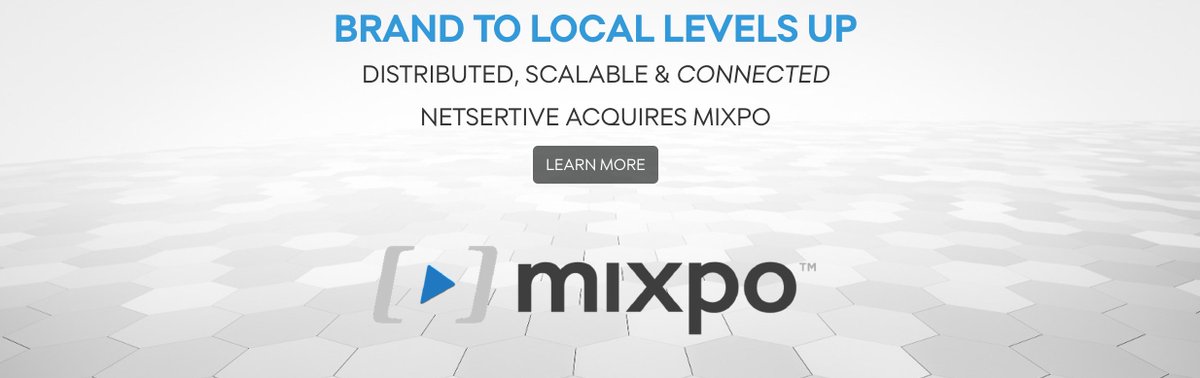 Netsertive's tweet photo. Brand to Local Levels Up > Distributed, Scalable &amp; Connected @Netsertive Acquires @Mixpo https://t.co/dFTGJ9ZASh #martech #brandmarketing https://t.co/dOqmYeZ9Jg
