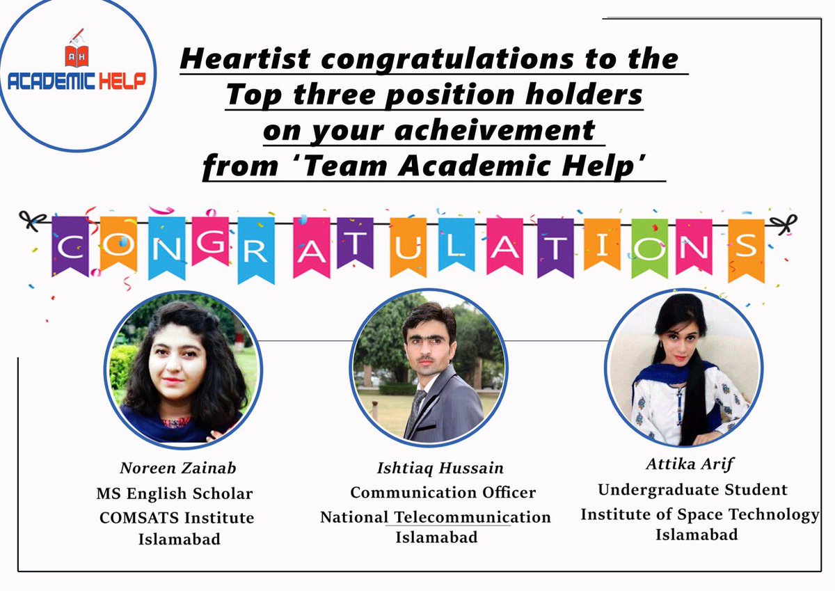 TheAcademicHlp's tweet photo. Congratulations top three position holders #AllPakEnglishEssayCompetition https://t.co/oSRo9lfTgf