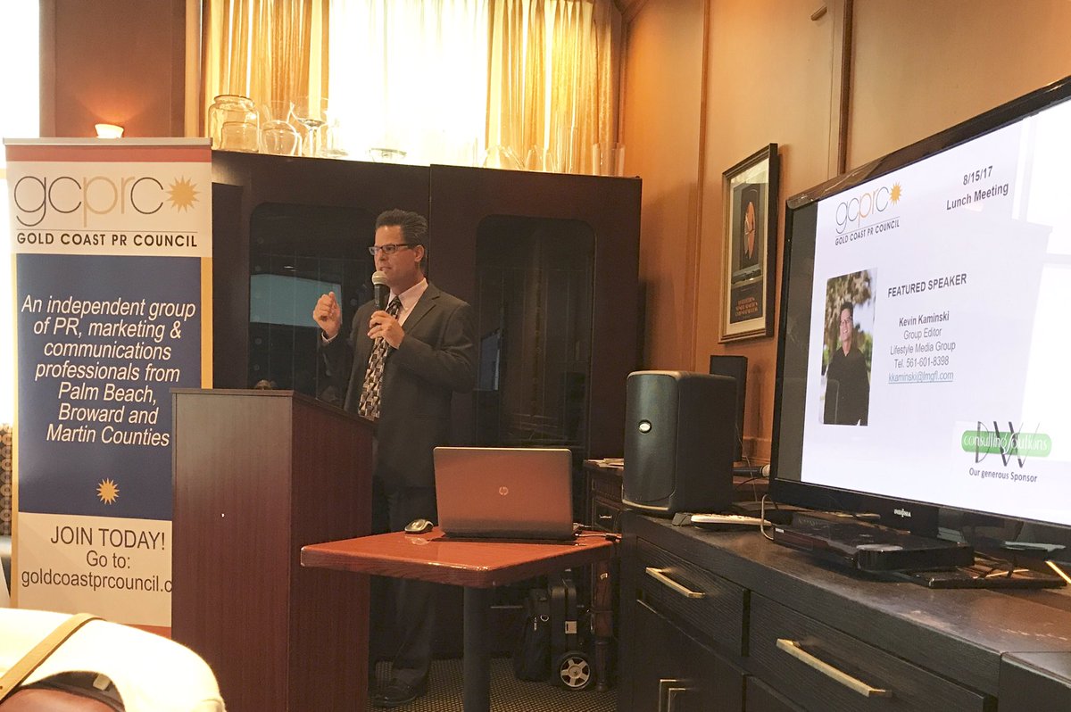 SarahHendricks0's tweet photo. Listening to @LifestyleMagFL's Group Editor, Kevin Kaminski talk all things media and his relationship with PR! @GCPRC #LMGFL https://t.co/YynrqLSCCE