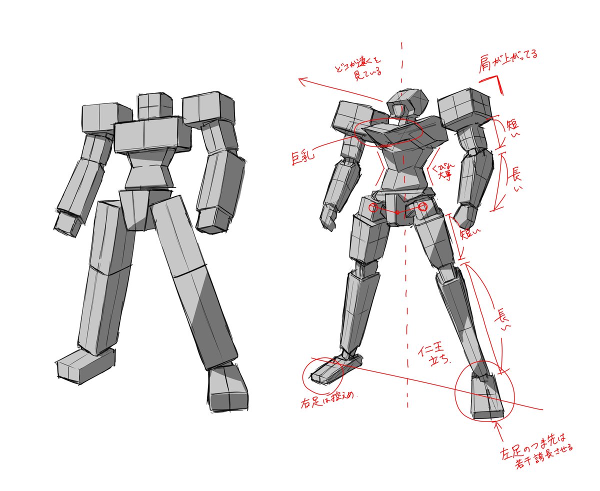 Uzivatel I Takashi Na Twitteru 現在の私が描く人型ロボの描き方