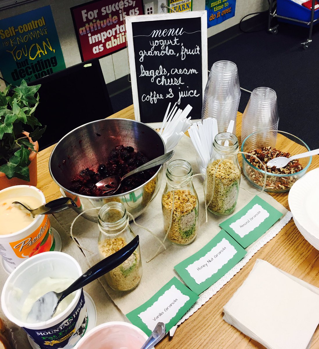 afultonvp's tweet photo. Breakfast bar for our wonderful teachers. Welcome Back Wolverines! @LlopezPrincipal https://t.co/HyxTjKFZQT