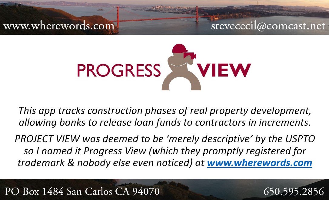 WhereWords's tweet photo. Yes, I named it! #ProgressView #construction #building #lending #appdev #design #mobile #trademarks #namer #naming #branding #VerbalBranding https://t.co/6QEoIUOJKj