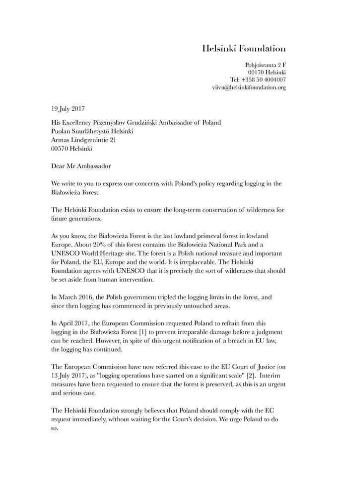 Our open letter regarding illegal #logging in UNESCO World Heritage-listed #Białowieża forest #bialowiezaforest #Poland #EuropeanBison