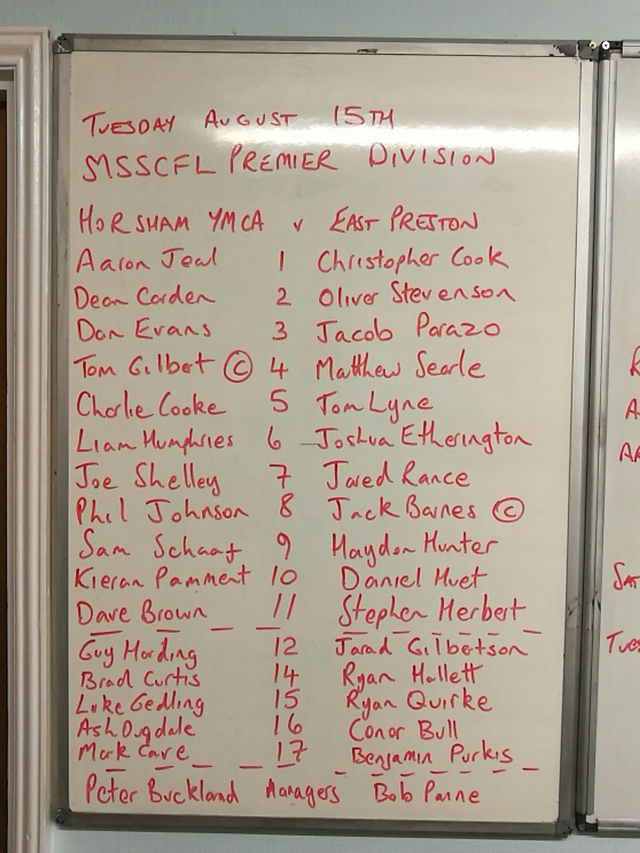 Line Ups for tonights <a href="/TheSCFL/">Premier Sports The SCFL</a> Premier league meeting with <a href="/EastPrestonFC/">East Preston FC</a>