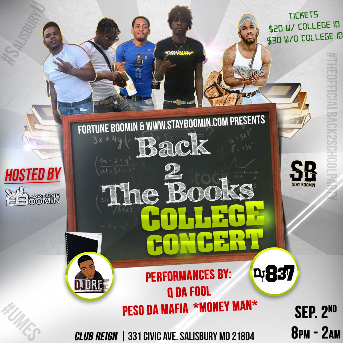trt_msu's tweet photo. The OFFICIAL Back2School Jam
 #Umes &amp; #Su 📚
@Qdafool_RS Live 🎤
Event By:
@FortuneBoomin ❌ @Stayboomin 🎉
Tickets 🚨: 
https://t.co/kUV1rVvBp6 https://t.co/YaSJUaiee3