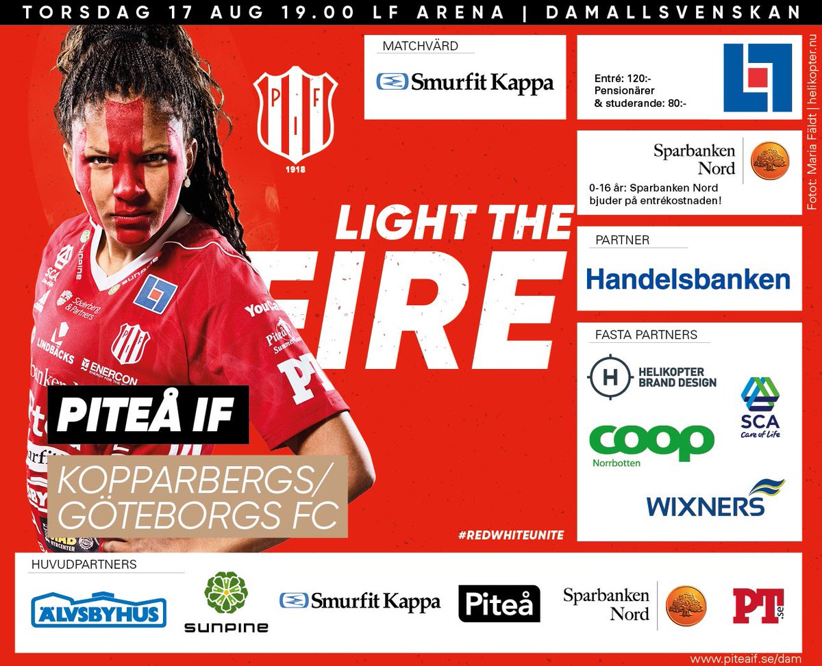 piteadam's tweet photo. På torsdag startar höstsäsongen! Vi möter @goteborgfc klockan 19.00 hemma i piteå. Vi behöver ert stöd! Vi ses där 👊⚽ #pifdam #pitevinner https://t.co/9Tt5J1GpLU