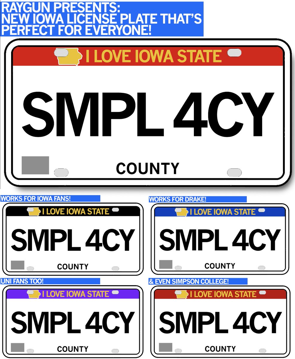 RAYGUNshirts's tweet photo. license plate problem solved! simple design. works for all schools. 4CY on end means only 4 letters to remember. #raygun #LicensePlateGate https://t.co/Gk20pHaitT