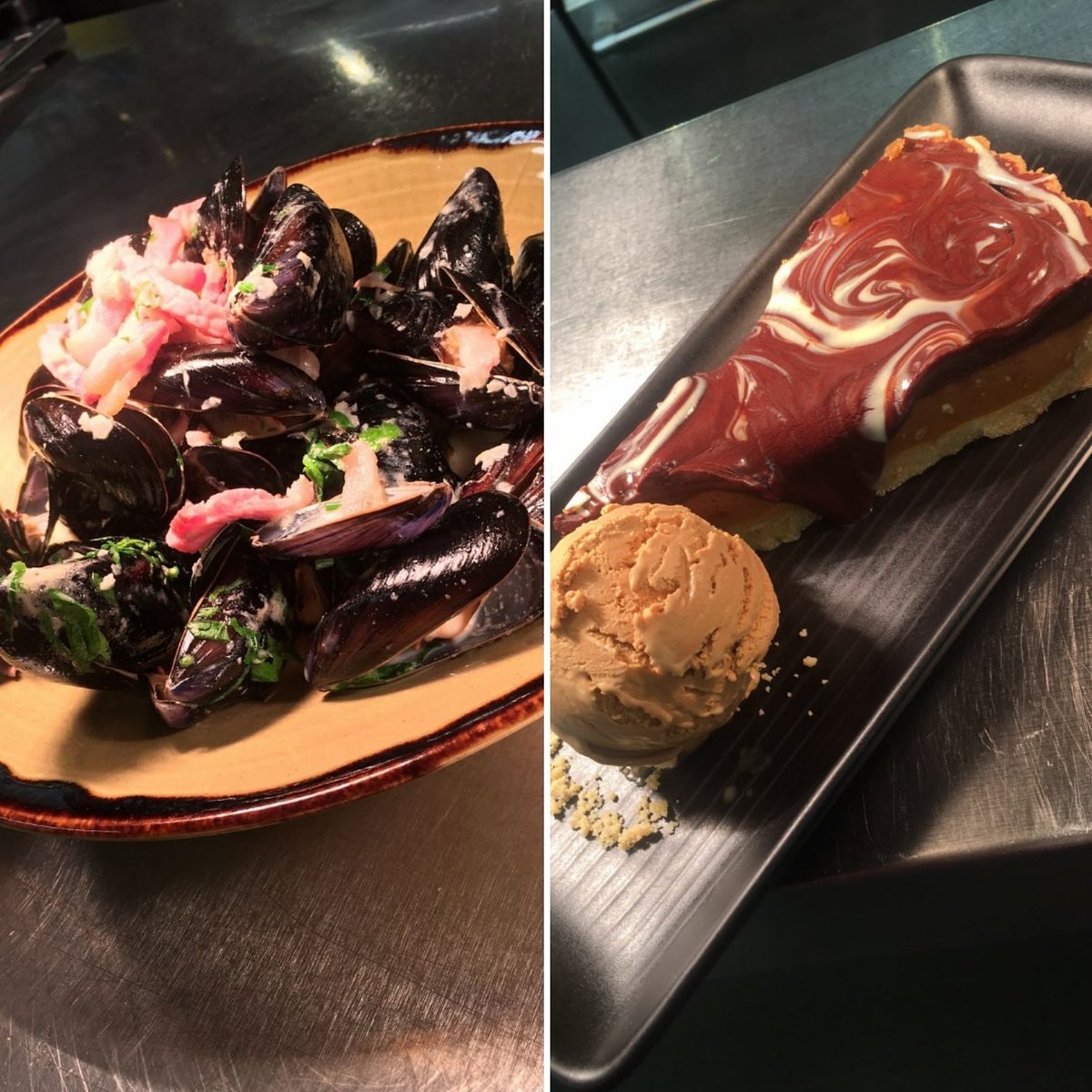 linkstavern1's tweet photo. Today's #chefssignature dishes - mussels and peanut butter and chocolate tart @linkstavern1 #fullerskitchen #hampshirecountrypub #liphook https://t.co/Zei9mILla8