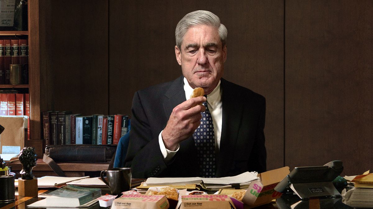 TheOnion's tweet photo. Disgusted Robert Mueller Eats 2 20-Piece Chicken McNugget Meals In One Sitting In Attempt To Get Into Trump’s Mind https://t.co/Yg1TkXa0aU https://t.co/W6HzKCiEV8