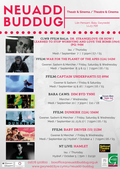 Cadw_NB's tweet photo. RHAGLEN *ddiwygiedig* MEDI/ HYDREF Neuadd Buddug! / *Revised* SEPTEMBER/ OCTOBER PROGRAMME FOR NEUADD BUDDUG! https://t.co/wPfRkV6HzU