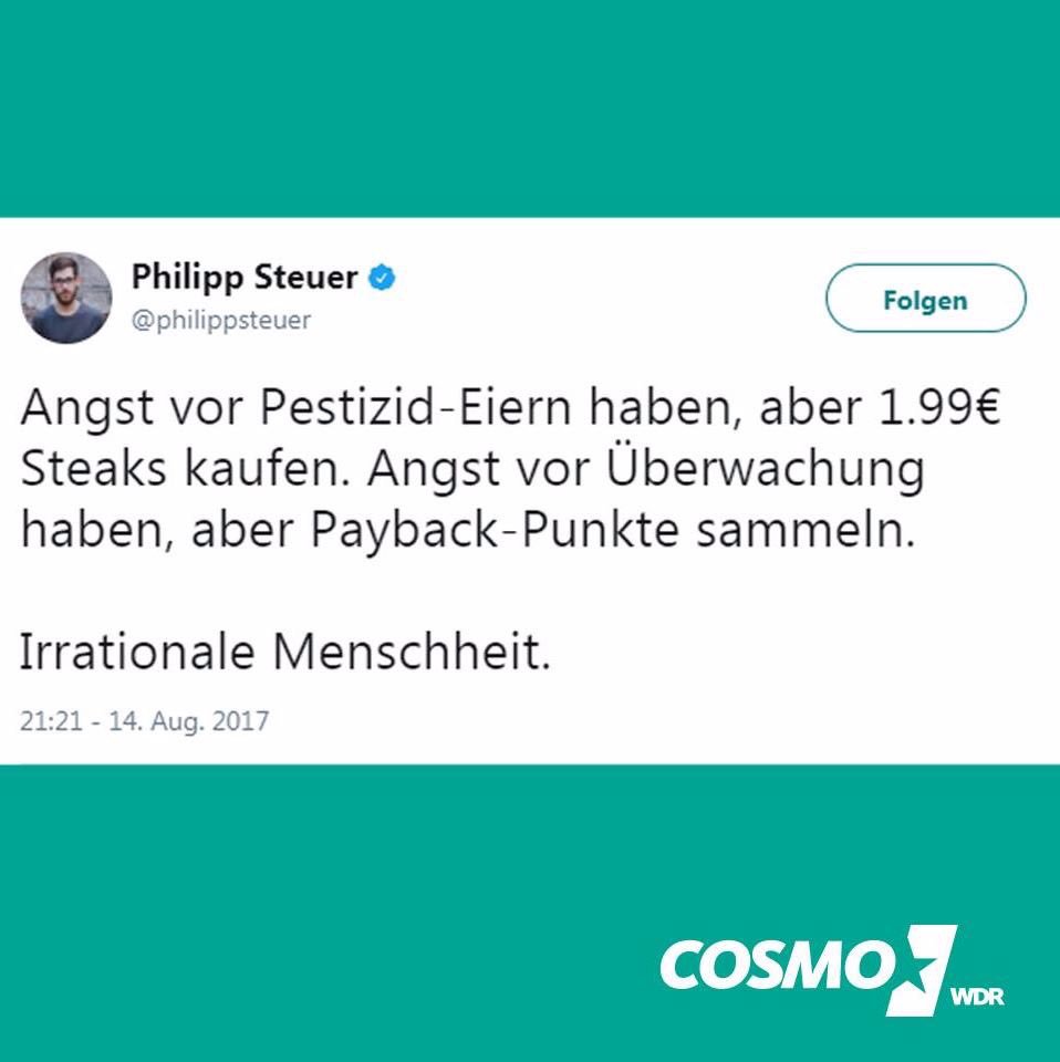 AndyConfetti's tweet photo. Avoir peur des pesticides dans les oeufs mais acheter des steaks à 1,99$. Avoir peur d'être surveillé mais accumuler des points boni. Logic! https://t.co/V3aXWneBJk