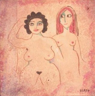 WhosKateStrange's tweet photo. Ceramics by #BeatriceWood. Untitled but features two nude Women (1990). Earthenware with Glazes. Women of #Dada #Dadaists ❤️ https://t.co/NAuPu4EvKA