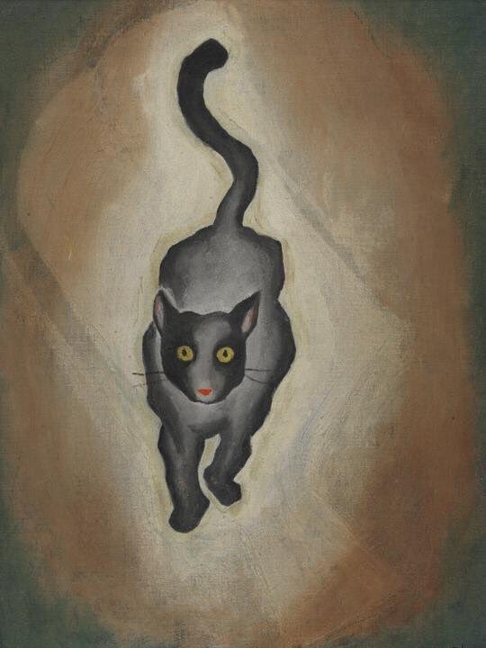 WhosKateStrange's tweet photo. For all you cat lovers out there, #BeatriceWood - painting of cat, 1934. #Dadaists #Dada https://t.co/q4GQFDUxTw