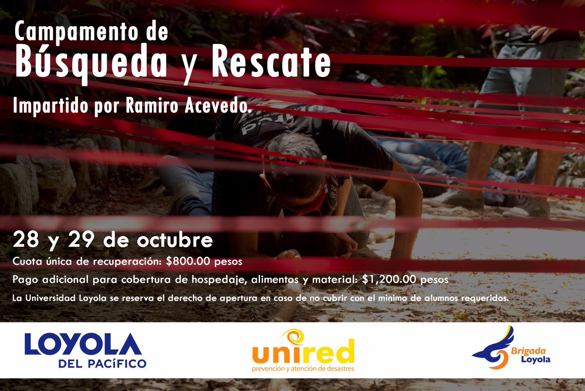 #FelizMartes Abrimos la convocatoria para nuestro campamento de búsqueda y rescate @ULoyola_P @CEMEFInforma <a href="/pcivilacapulco/">Protección Civil y Bomberos de Acapulco</a> <a href="/Acapulco/">Acapulco</a>