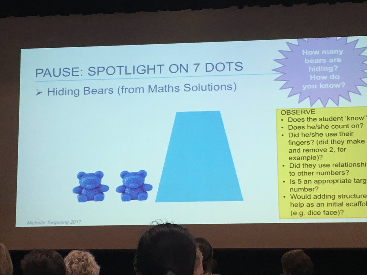 Hiding things allows kids to check known facts &amp; explore the unknown.  Directly compare known facts.  Developing conceptual subitising #EAfS