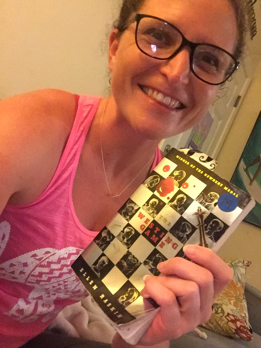 JennaGrayNHES's tweet photo. I've been reading The Westing Game by Ellen Raskin to connect with my students in Piland's ELA class! #NHESummerSelfie #PDsummerReading https://t.co/oEX4ZckhJj