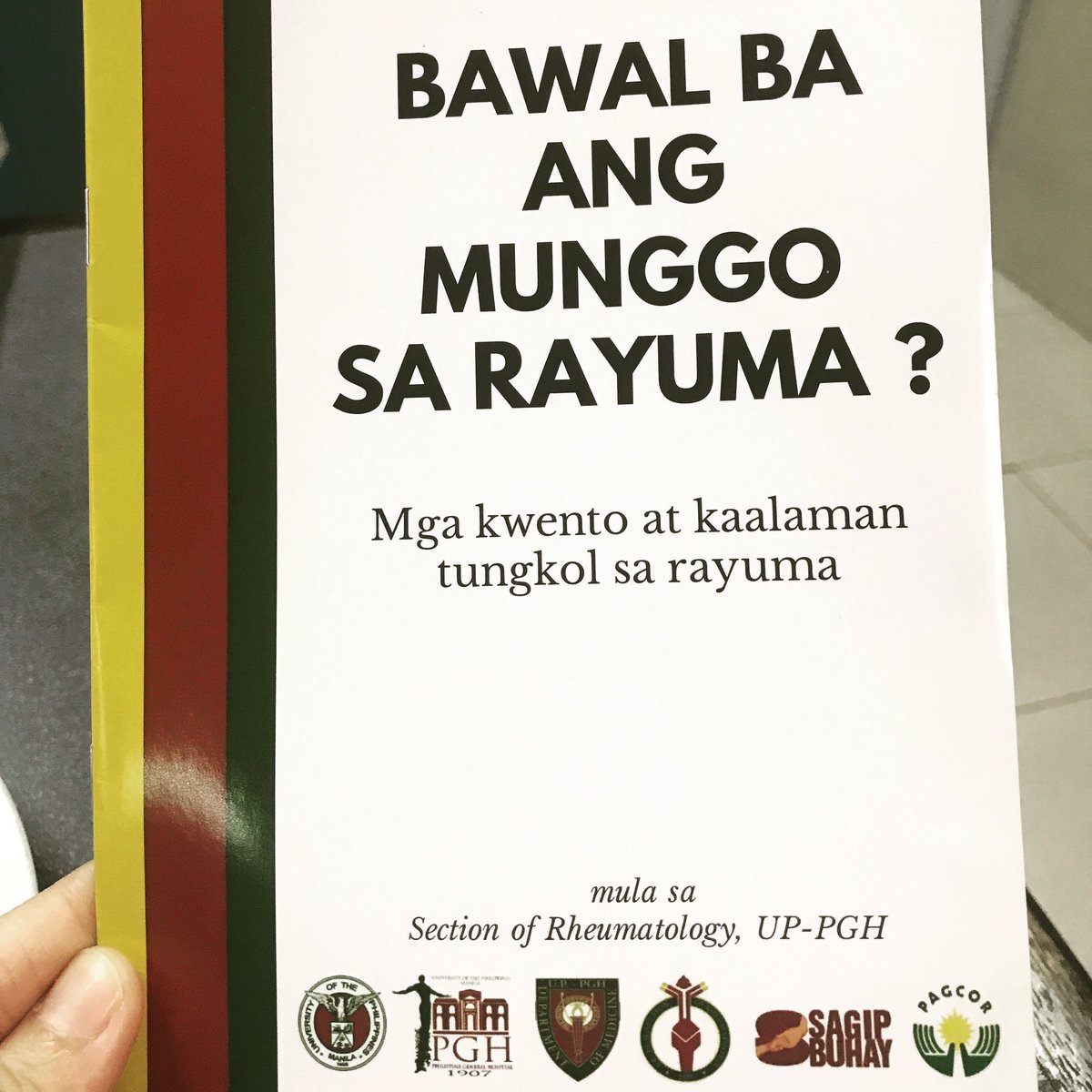 doktora_ging's tweet photo. Get a FREE copy of the booklet at the launch today: UP-PGH HR Conference Rm. 10-11AM.π #Rayuma #arthritis #munggo #rheumatism #gout #OA #RA https://t.co/7ztK3in5YW