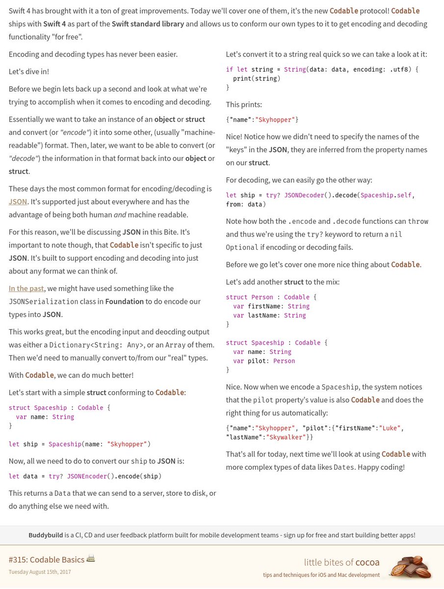#315: Codable Basics 📠

Web version: littlebitesofcocoa.com/315