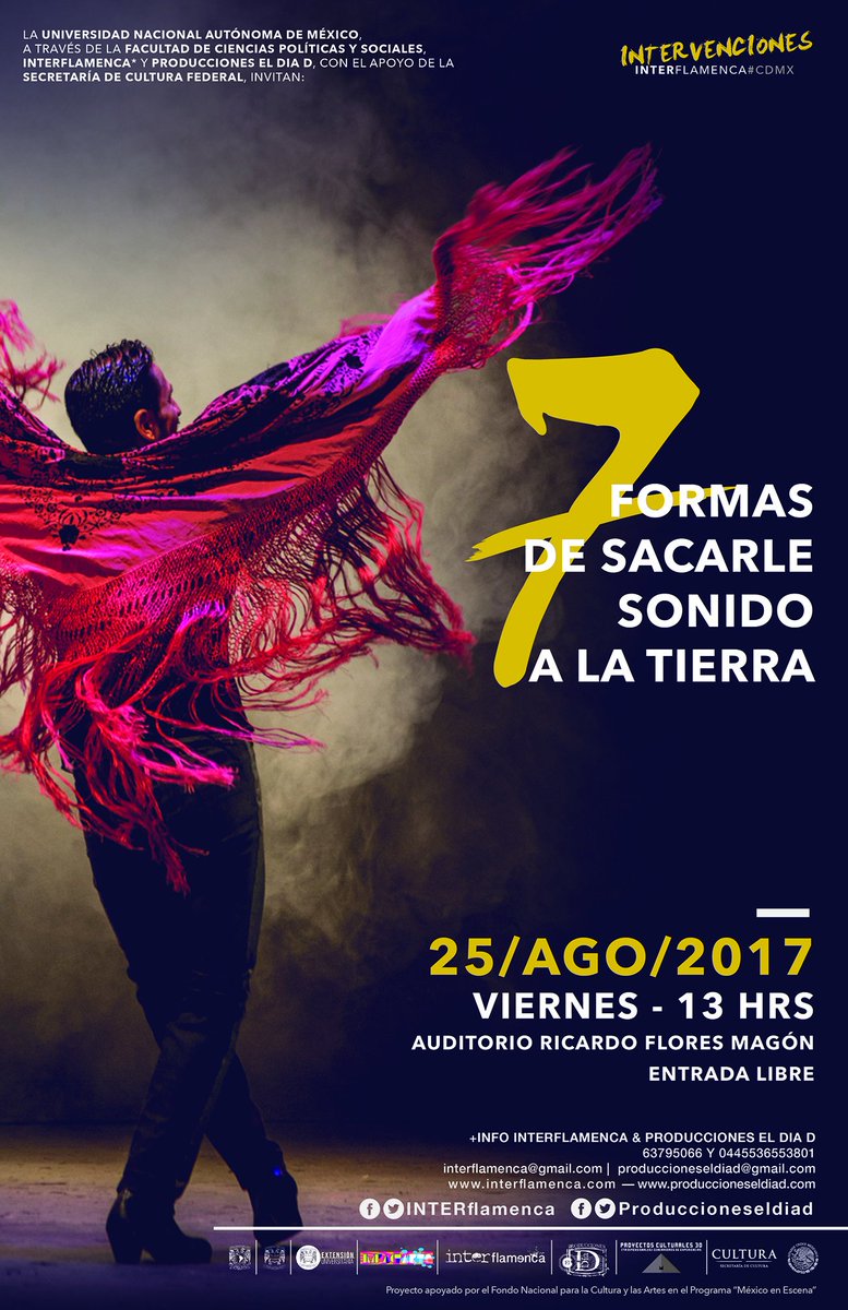 UNAM_FCPyS's tweet photo. No puedes faltar este 25 de agosto. #INTERFLAMENCA https://t.co/3aiCGdFR2r