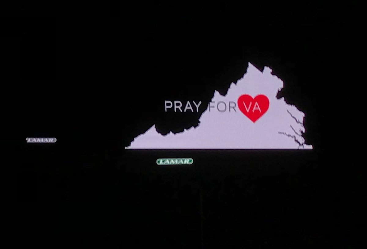 kallmekg's tweet photo. #PrayForVA lights up on a billboard along I-84 in #Connecticut. #Charlottesville https://t.co/wsHWMssrpJ