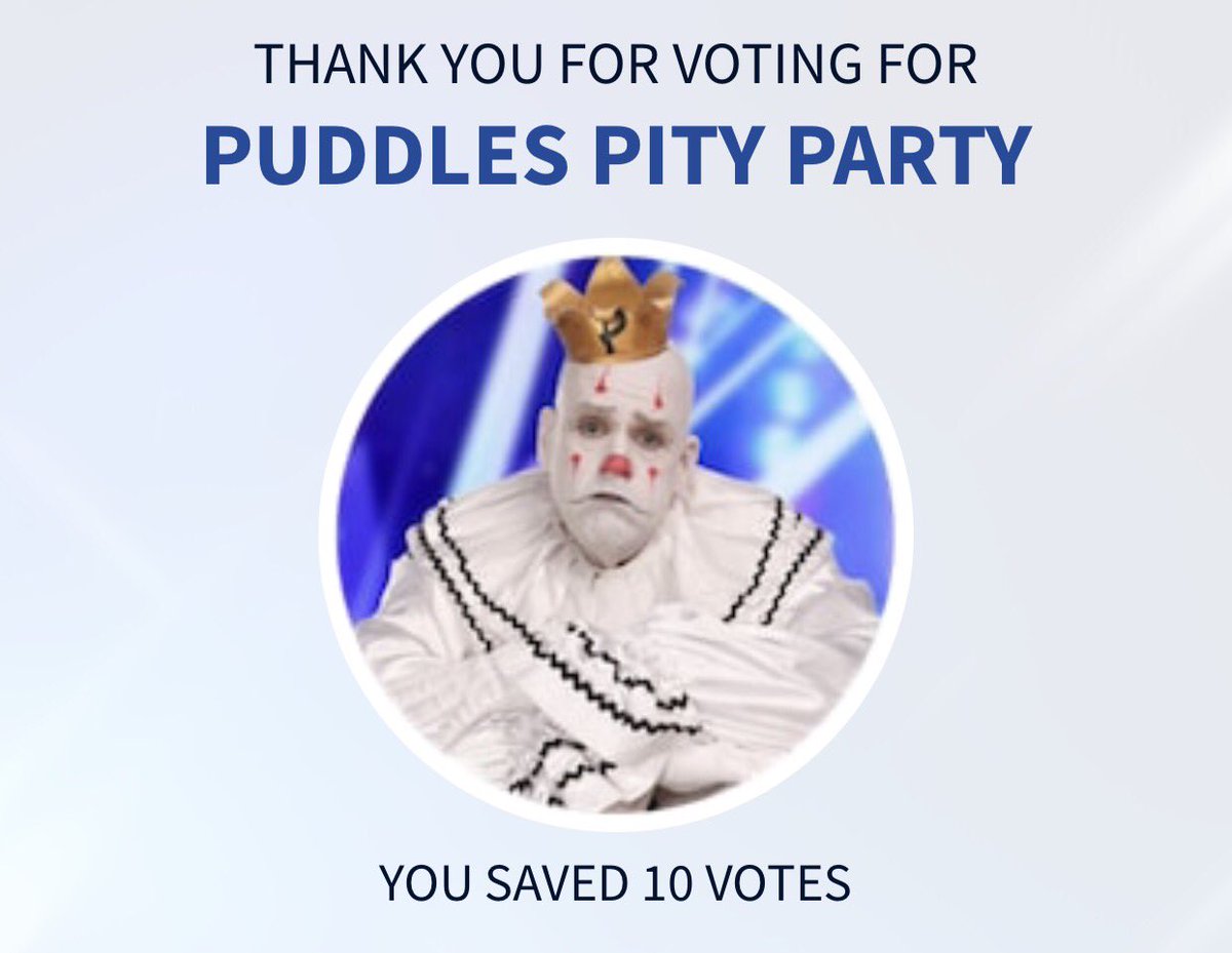 CarolVB27's tweet photo. Excited to see "The Clown with the Golden Voice" on @AGT. Go Puddles! #cry #onions #P3team @PuddlesPityP https://t.co/Xlby0NhjbX