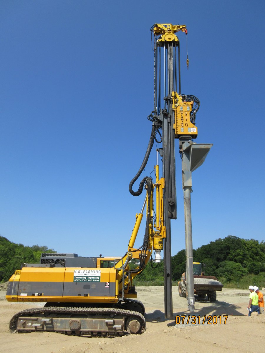EquipCorp's tweet photo. H.B Fleming is testing out the #VIPAC System on its new #RTG #PileDrivingRig while installing aggregate piers at a school in Maine. https://t.co/hdShBBehgN