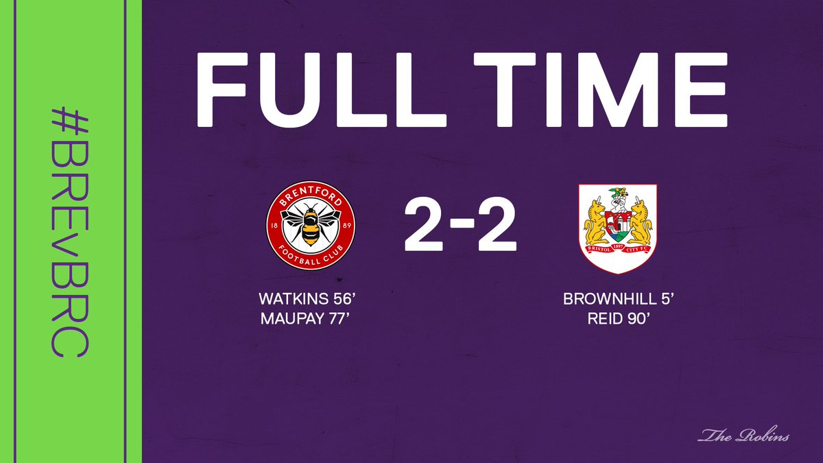 BristolCity's tweet photo. FULL TIME: Brentford 2-2 #BristolCity. #BREvBRC https://t.co/Xe4yzbG0ss