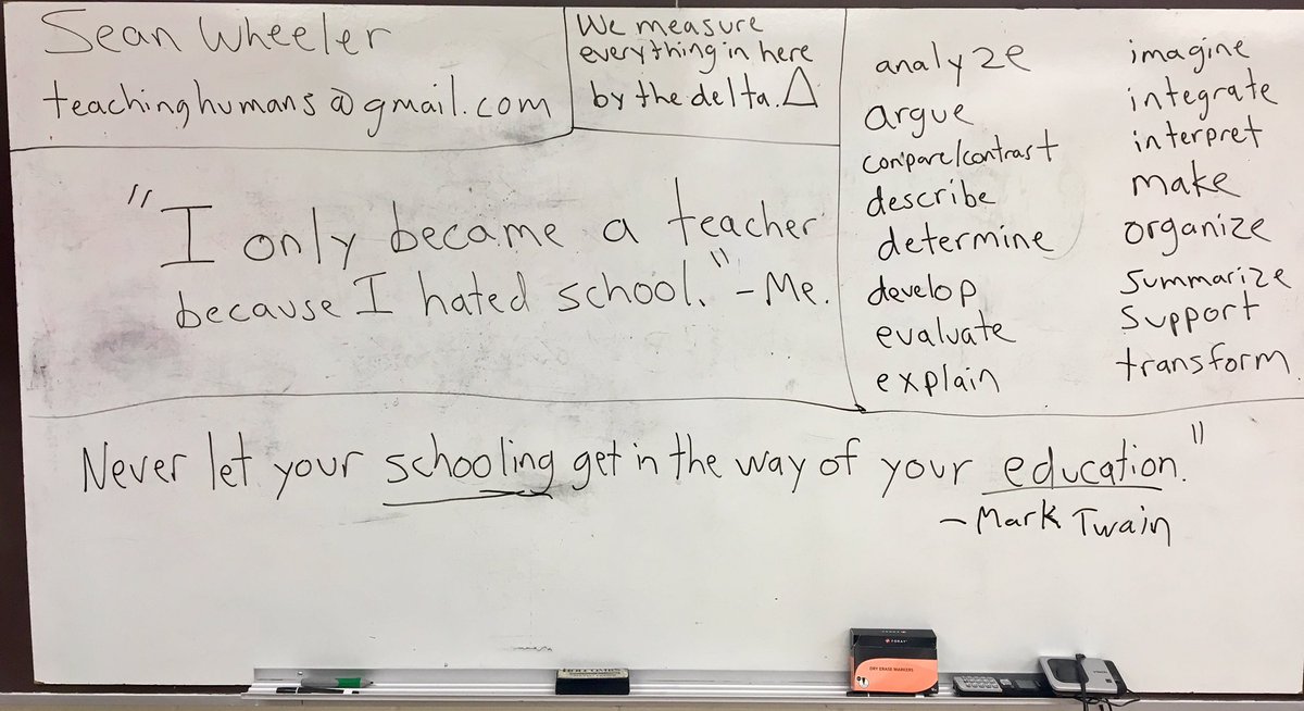 mrwheeler's tweet photo. The board is ready, and so am I.  Tomorrow is the 1st day in the classroom after 5 yrs. Can't w82B @mrwheeler again. #ohedchat @ericjuli https://t.co/3aNNssvG1A