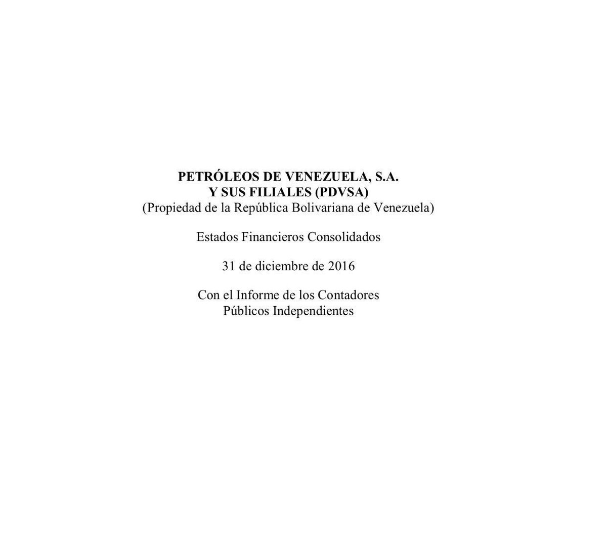 PatriaColectivo's tweet photo. 🇻🇪🛢Los Estados Financieros Consolidados de PDVSA de 2016 se encuentran disponibles  → https://t.co/wfUQTq74YA https://t.co/VZTSp5inFQ