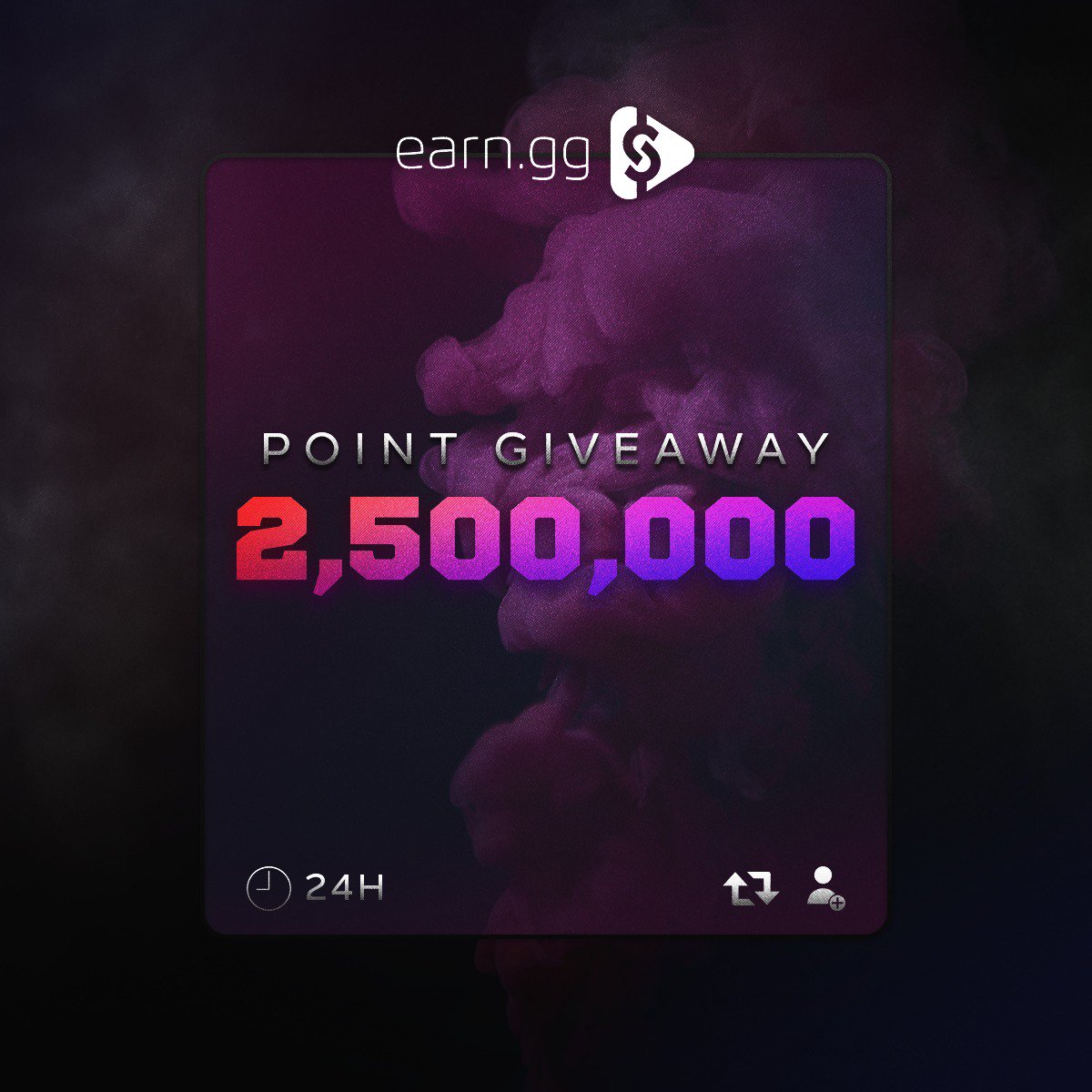 2.5 MILLION POINT GIVEAWAY: RT + Follow to enter... Drawn in 24 hours!