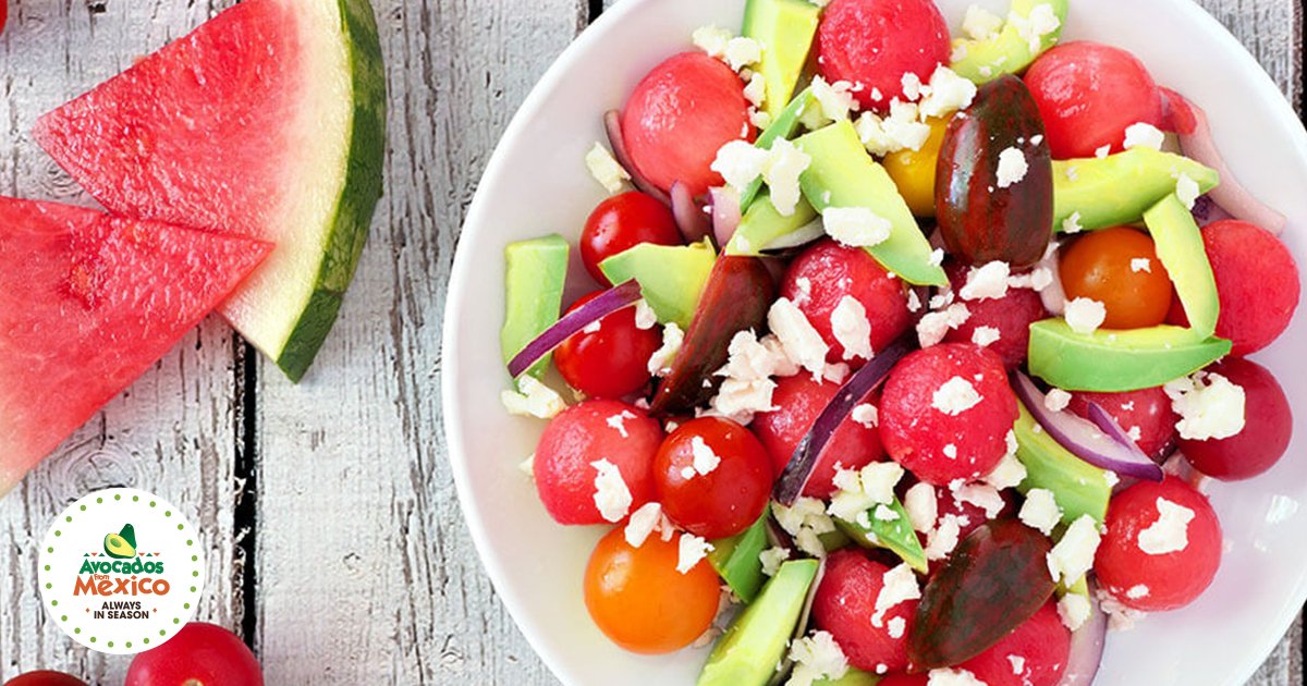 Stephtastical89's tweet photo. Check out this Avocado Watermelon Summer Salad! Its sure to add a little color to your summer! #AFMSweepstakes - https://t.co/2De3OyAx79 https://t.co/nMHtNCwYRL