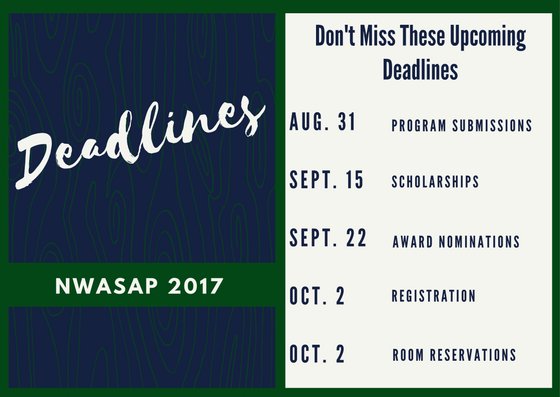 NWASAP19's tweet photo. #NWASAP17 is just around the corner! You don't want to miss these deadlines, check 'em out: https://t.co/ddYsVNRQPo