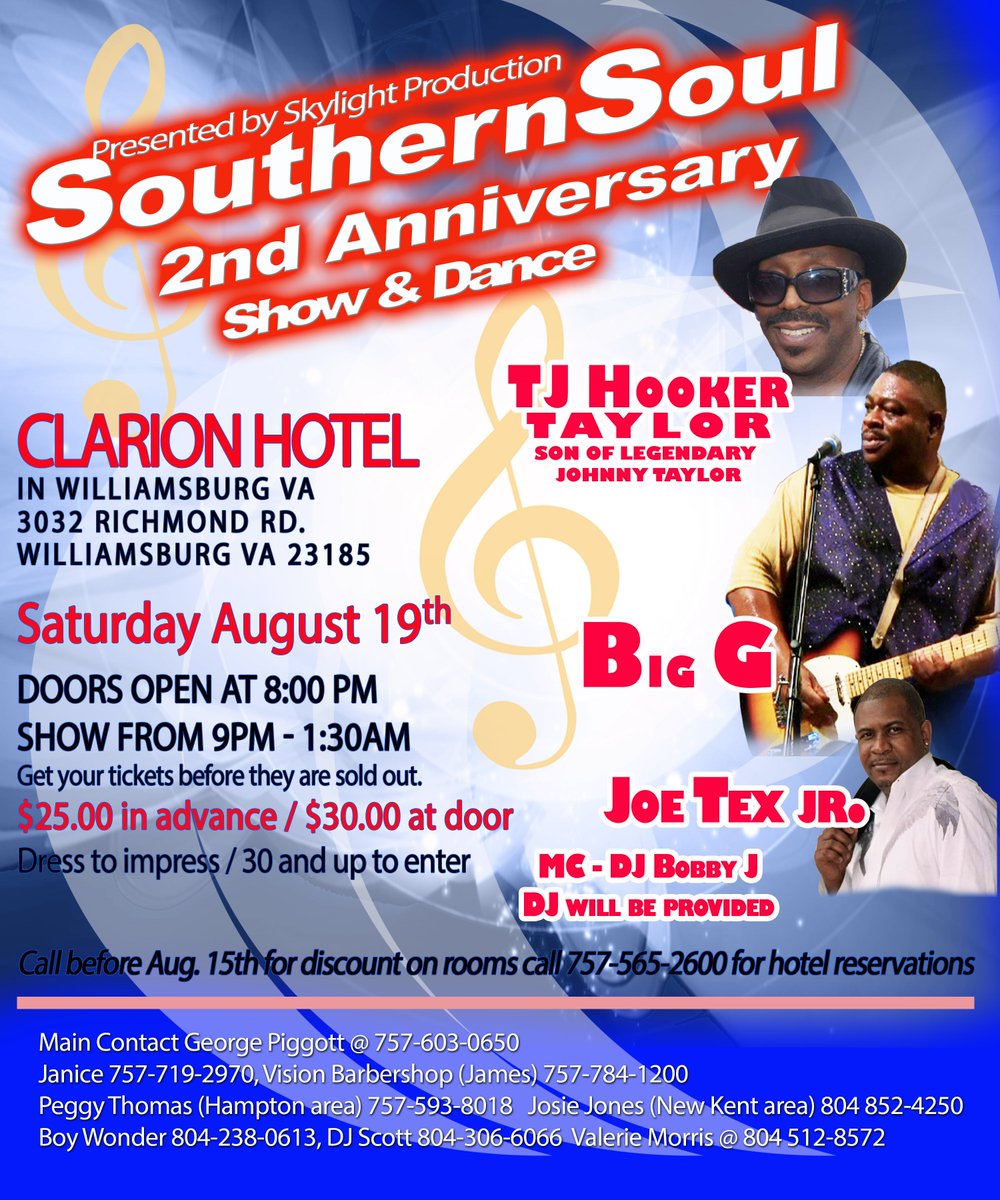 CassieJFox's tweet photo. 2nd Annual Southern Soul Blues Fest #Saturday #August 19th #TJHookerTaylor #JoeTexII #BigG #GeorgeStaten @BigGsounds1 @TJHookerTaylor https://t.co/zMwCKhxJ0l