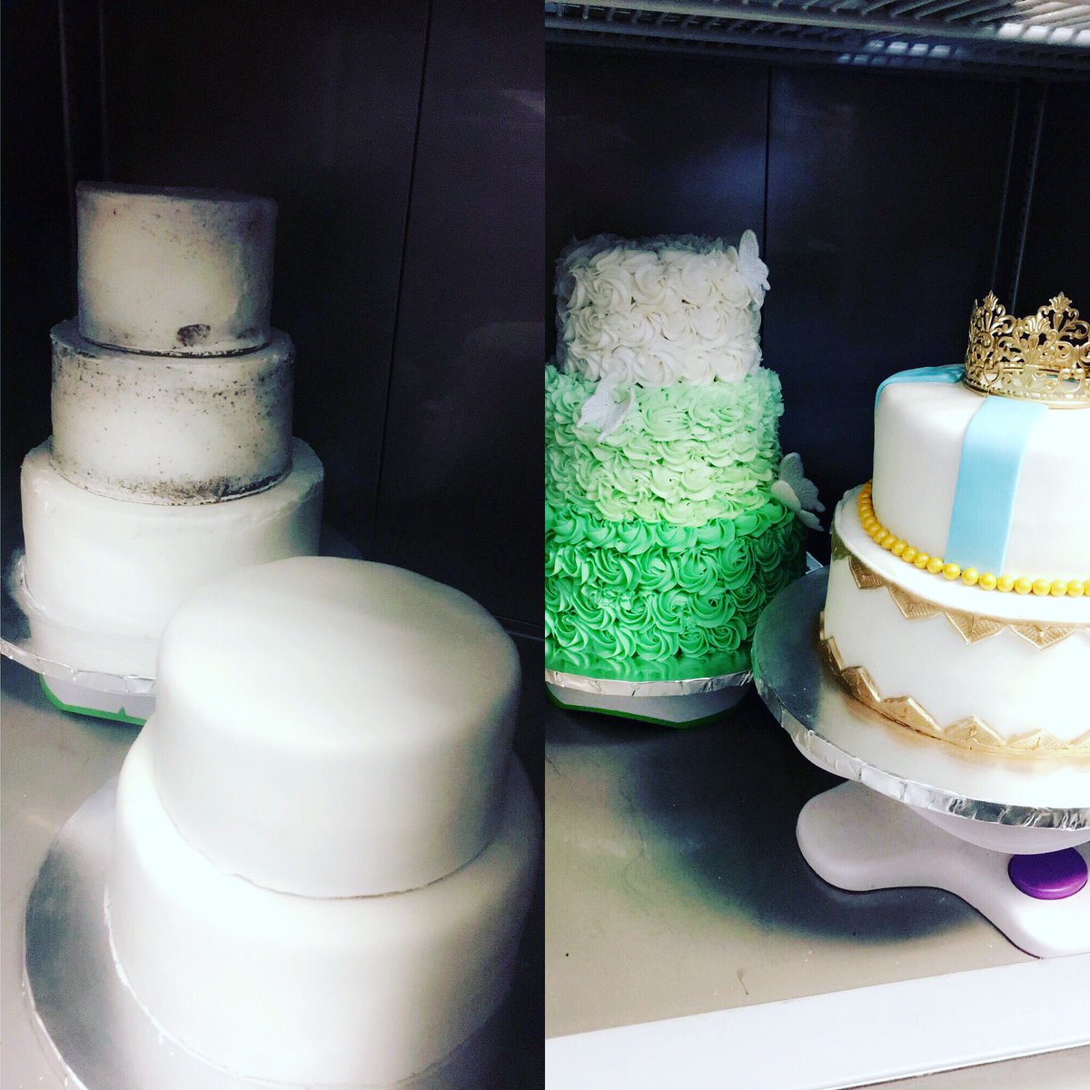 SweetTeesTreats's tweet photo. Before and after 
#cake #process #cakeprocess #fondant #buttercream https://t.co/ACDRcMQkUO