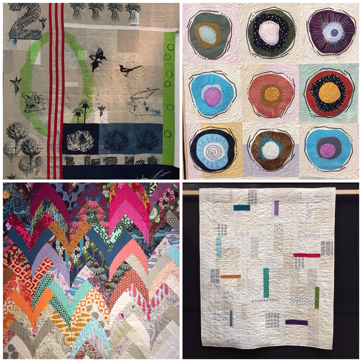 ColetteMoscrop's tweet photo. Thrilled to see my quilt (bottom right) in the exhibition at #FOQ2017 this weekend. Lots of incredible work there this year, so much talent! https://t.co/gfsZq0Aifr