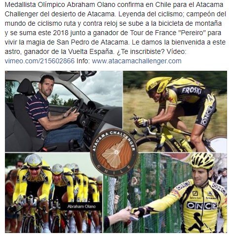 AtacamaMTB's tweet photo. @latercera @lun @elsurcl @ 112 años de ciclismo Chileno tuvimos que esperar para contar con este nivel de leyendas del deporte mundial https://t.co/TcKaAr9AY5