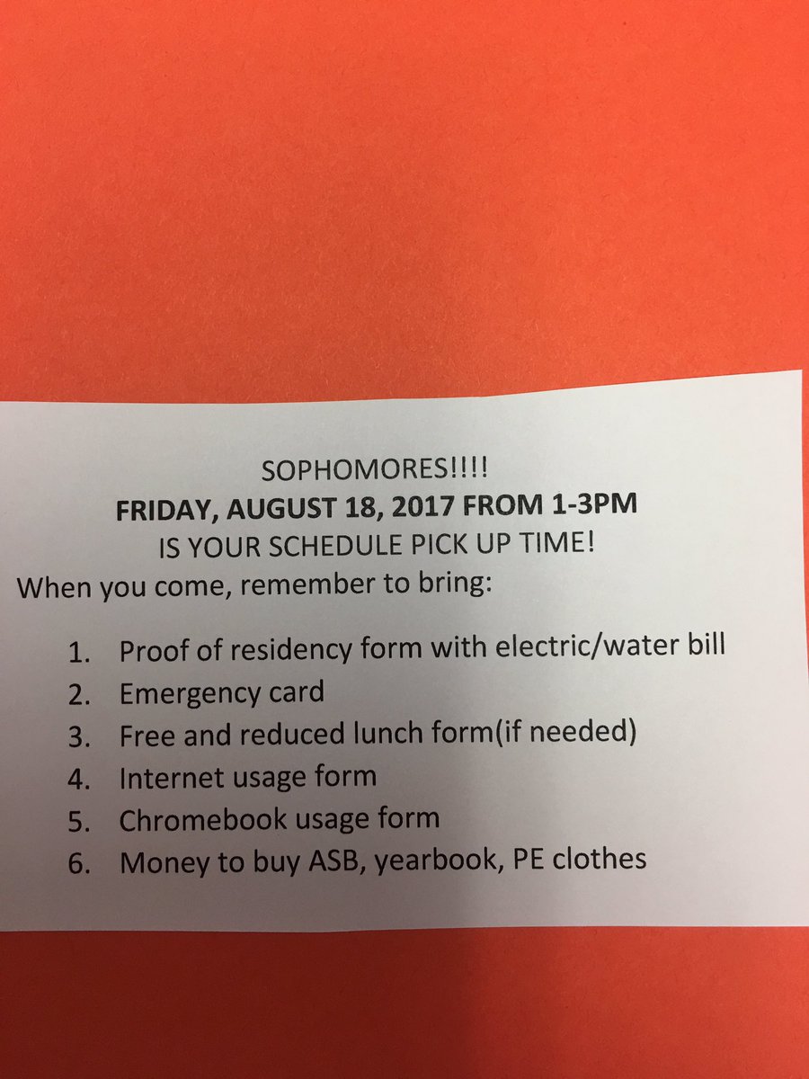 whs_vp's tweet photo. Sophomore schedule pick up info! https://t.co/UAsYO8JbDu