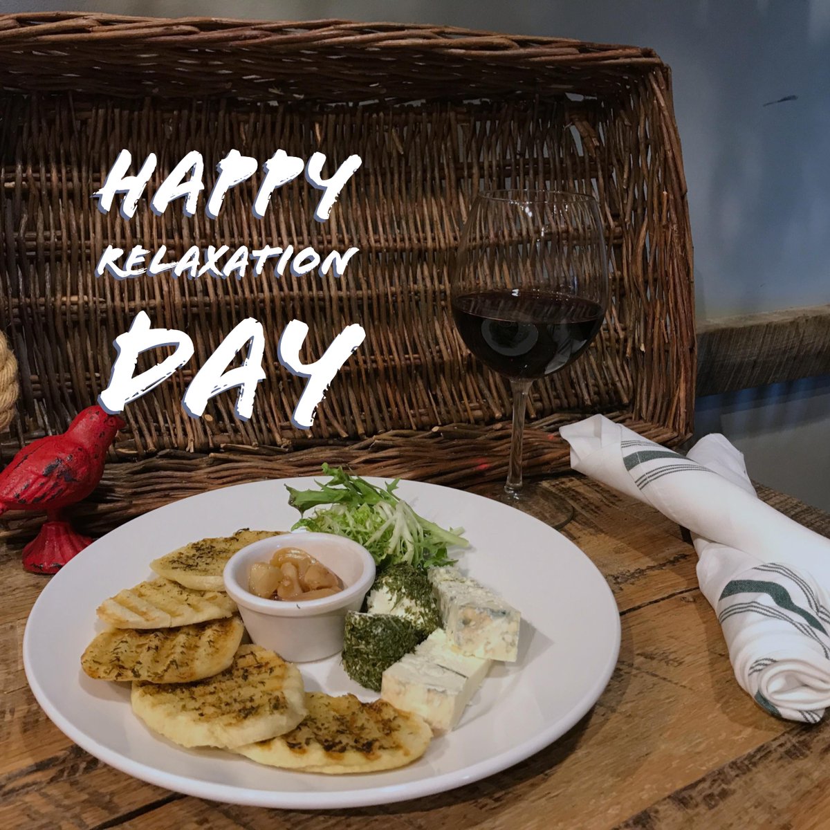 aviarycafe's tweet photo. Happy #relaxationday! Here's to taking a few extra moments today to relax, unwind, and savor the day. (Also, wine). https://t.co/uAQBbHj5ib