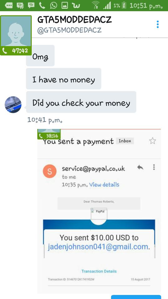 ThomasJordanRo2's tweet photo. Everyone don't buy from him!!😠 He's a scammer... I payed hom $10 for a modded account 🤔 and I didn't get the account 😤 I no left with nout https://t.co/4knJEtX1qn