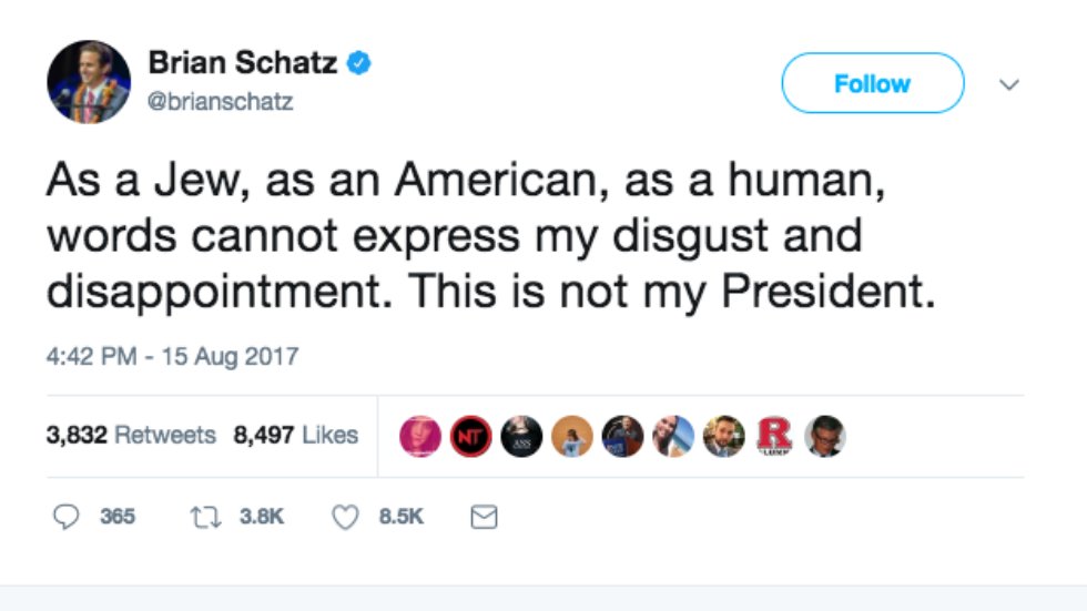 thehill's tweet photo. Dem senator on Trump's reaction to Charlottesville: "This is not my president" https://t.co/MOthGW8be8 https://t.co/HvxpARPuUL
