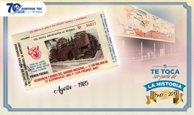 SorteosTec's tweet photo. El 23 de agosto de 1985 llevamos a cabo nuestro Sorteo 86° y sorteamos 1 residencia, 23 automóviles y 1,976 premios más. #SorteosTec70 😁 https://t.co/jGiP8g6G6L