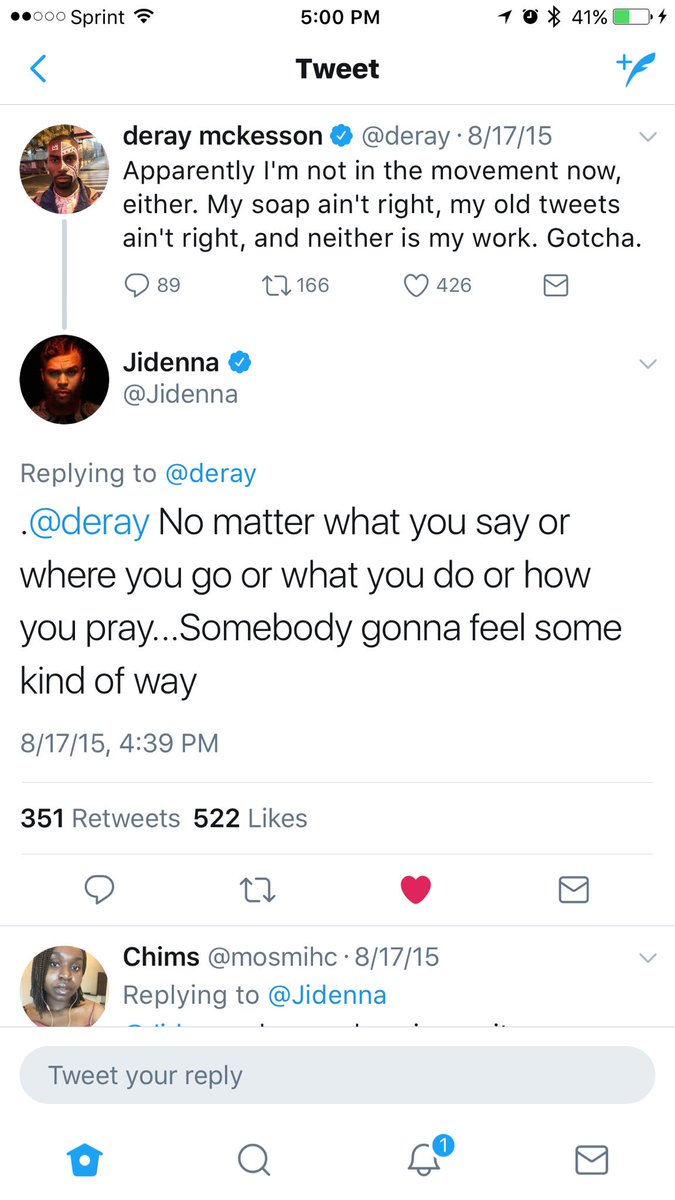 _domricks's tweet photo. Don't know if anybody caught this yet. A convo with Deray turned into a song 2 years later? Or hint to what was coming? Either way, my jam. https://t.co/dCPWYyGLk3