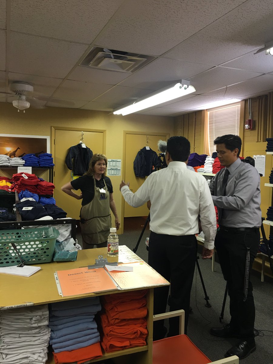 AL_ElPaso's tweet photo. Dr. @JEspinoza_SISD visited Operation School Bell today! Helped Desert Wind &amp; Purple Heart children get new clothes. Thank you! https://t.co/9hflu3KonT
