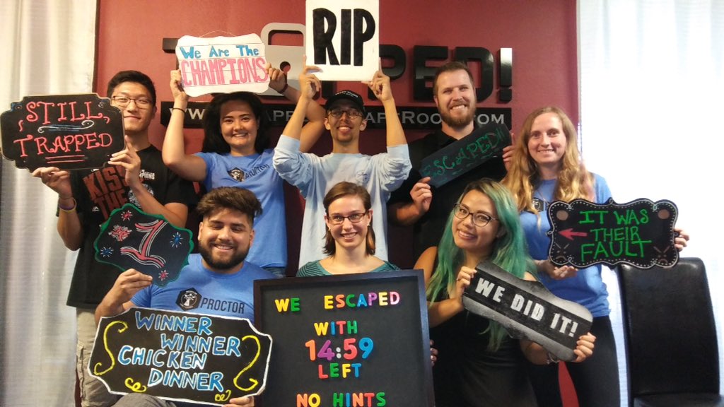 MuddResLife's tweet photo. We escaped! #proctors are ready for just about anything! #muddreslife #studentaffairs #studentleaders #teambuilding #austinisstilltrapped https://t.co/HWz0dejOlZ