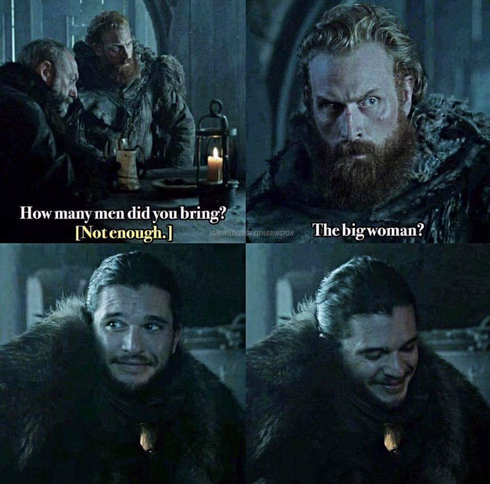 ThronesUpdates's tweet photo. "The big woman" 😂 #GameOfThrones https://t.co/9vNbIRTVkM