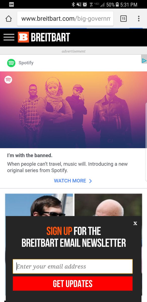 NashActivist's tweet photo. @Spotify, please stop advertising on breitbart. We trust you not to support hate. @slpng_giants https://t.co/PYj6iIUYpY