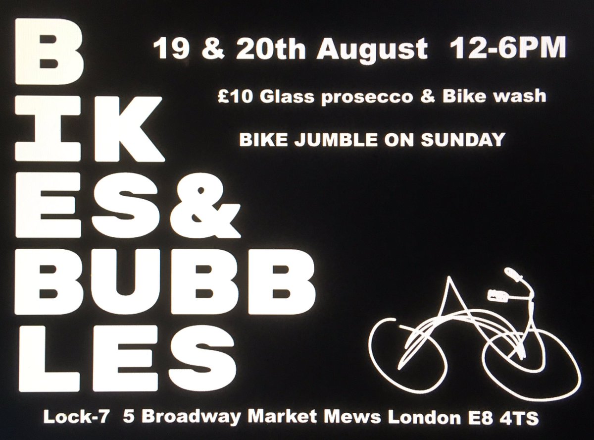 lock7cyclecafe's tweet photo. This weekend! Bikes and bubbles in the shop! Come by and treat your bike and yourself! #bikesandbubbles #bikewash #eastlondon https://t.co/JwT0hF1hqr