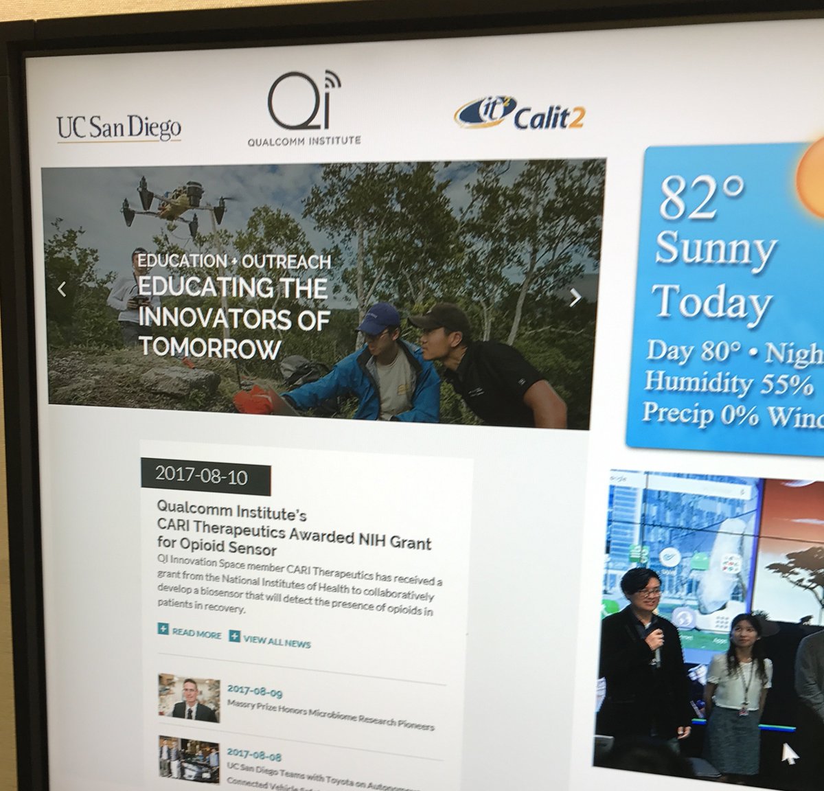 carihealthinc's tweet photo. CARI Therapeutics @NIHsbir award highlighted on the @QI_UCSD news board! #caritheapp #OpioidEpidemic #opioids #nsfsbir #wecanmakeadifference https://t.co/TJtIeIiz5T