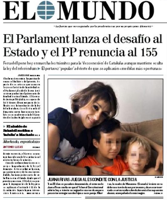 MariaJosMolina1's tweet photo. Ejemplo de portadas #Sectarias
#Manipuladoras
Ni el PSOE ha dicho eso, ni Juana Rivas, juega al escondite.
#Falsedad https://t.co/34aTsOz0Vr