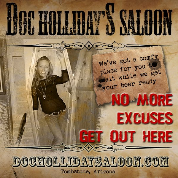 docsbaraz's tweet photo. Stop by #DocsBar anytime in #Tombstone and we'll bury you while you wait for your cold one. #IHaveTwoGuns https://t.co/EQTPffooMw